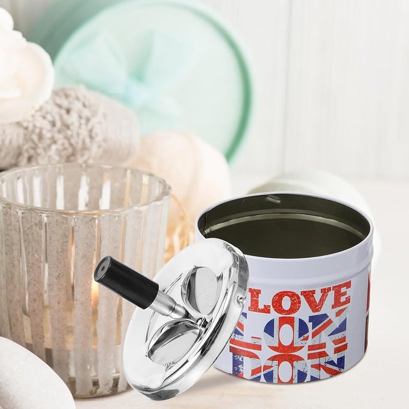 منفضة سجائر معدنية مقاومة للرياح بغطاء، محمولة للاستخدام الداخلي والخارجي بتصميم إطفاء تلقائي - Image 5